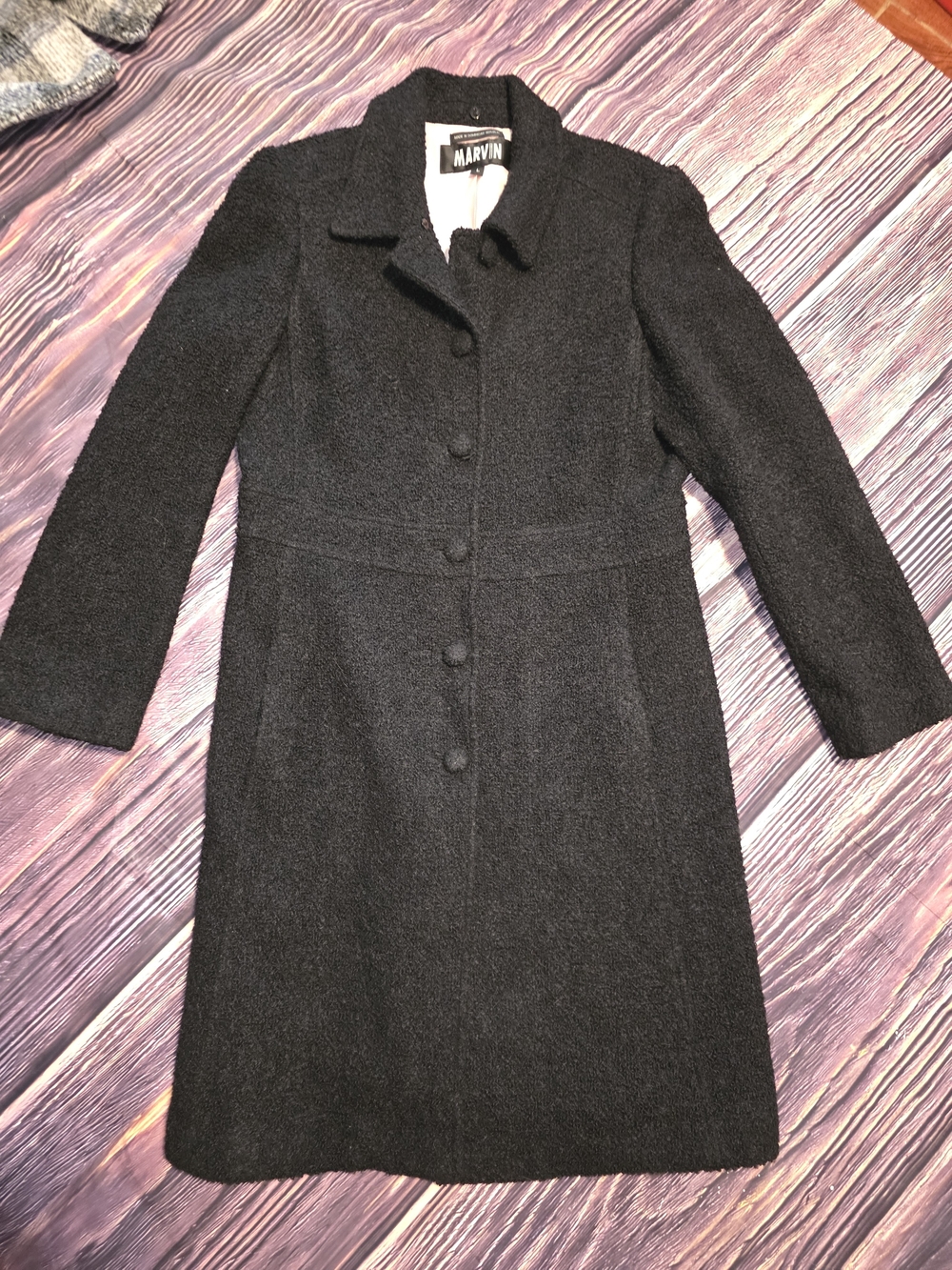 Marvin Richards Black Wool-Blend Pea Coat